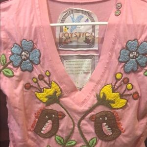 Joystick pink tee shirt with embroidery